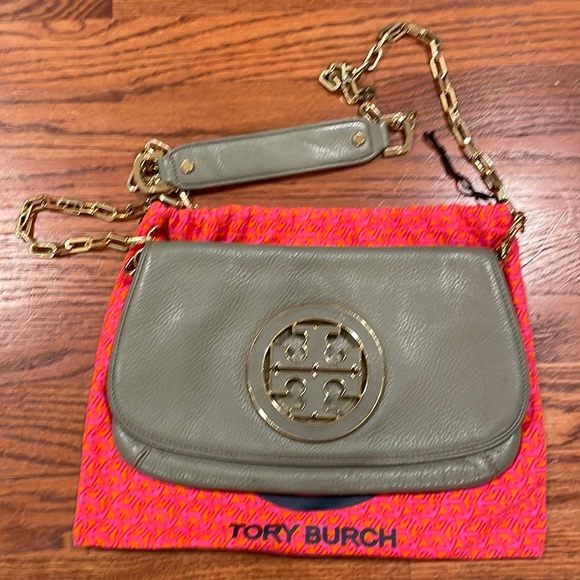 Tory Burch Handbags - Tory Burch crossbody - tan/gray and gold